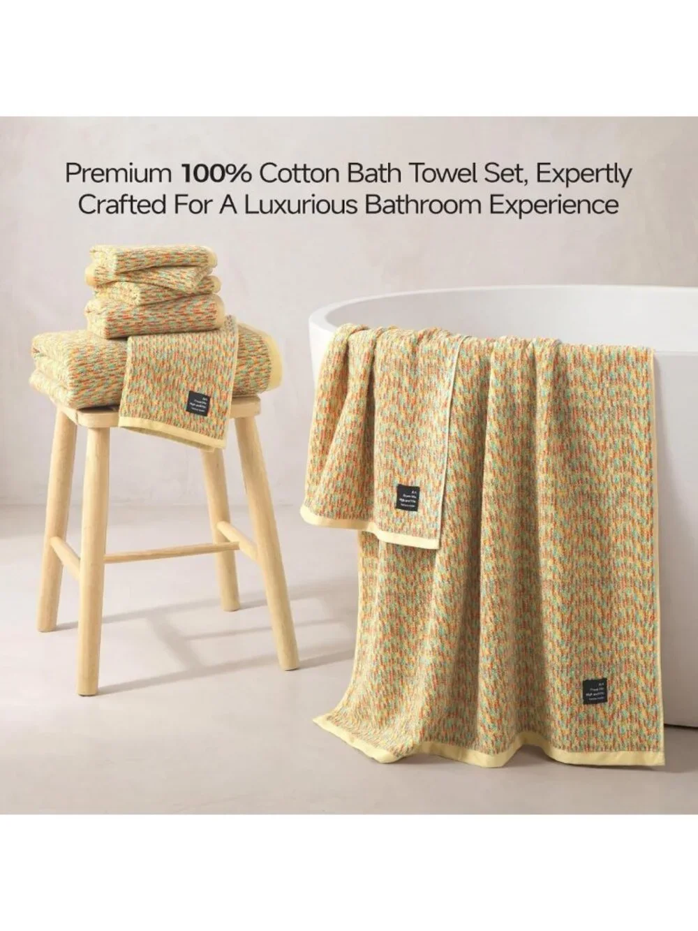 8-Piece Yellow Towel Set - 2 Bath Towels, 2 Hand Towels, 4 Washcloths, Soft